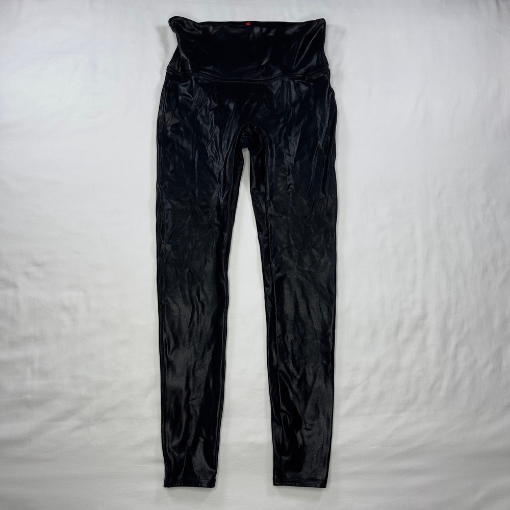 Spanx Leggings Women's Large‎ Black Faux Leather Compression